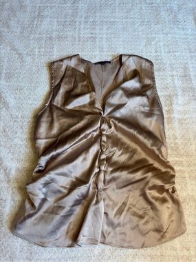 Teenflo 95% Silk Draped Blouse | Made in Canada Champagne Top